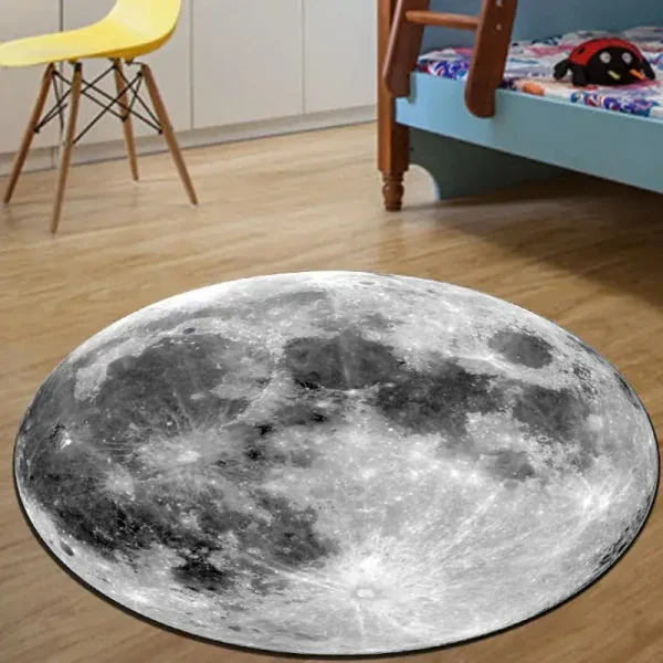 Realistischer Mondplanet-Teppich für Kinderzimmer, detailreiche Nachbildung der Mondoberfläche, ideal für Spielzimmer und Lernräume.