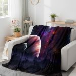 Weiche Sofadecke mit Weltraummotiv, zeigt Galaxien und Sterne, perfekt für Science-Fans und Dekoration.