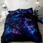 Schlafen unter einem atemberaubenden Sternenhimmel mit diesem Galaxy-Design Bettwäsche-Set, das den Nachthimmel mit funkelnden Sternen und bunten Nebeln zeigt.