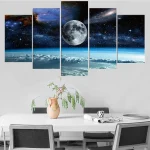 Faszinierende Wanddekoration mit Mond, Galaxien und Sternen, perfekt für Wissenschafts- und Raumfahrtliebhaber, bringt das Universum in Ihr Zuhause oder Büro.
