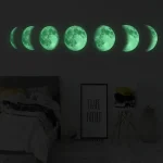 Wanddekoration mit leuchtenden Mondphasen in Grün, ideal für wissenschaftliche oder dekorative Zwecke, schafft eine faszinierende Atmosphäre im Raum.