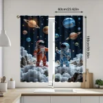 Raumfahrt-Thema mit zwei Astronauten in Raumanzügen, umgeben von Planeten und Sternen, ideal für Kinderzimmer oder Science-Fans.