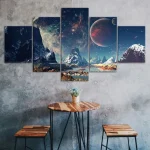 Himmel mit Planeten und Sternen, Wanddekoration für Wissenschafts- und Raumfahrtliebhaber.