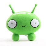 Niedliches grünes Alien-Plüschspielzeug mit großen Augen, Antennen und freundlichem Gesicht, ideal für Science-Fiction-Fans und als Dekoration oder Geschenk.