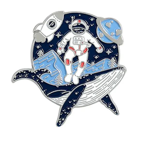 Raumfahrer-Design mit Astronaut, Rakete und Planeten, ideal für Science-Fans und Dekorationen im Weltraum-Stil.