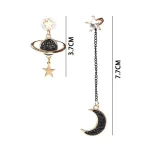 Elegante Stern- und Mond-Ohrringe mit funkelnden schwarzen Steinen, ideal für Schmuckliebhaber und Astronomie-Fans. Perfekt für besondere Anlässe oder als stilvolles Accessoire.