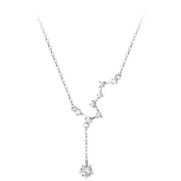 Elegante Halskette mit Sternen- und Kristallanhänger, feines Design, silberfarben, für Damen, Schmuckaccessoire, modisch, Geschenkidee, hochwertig, stilvoll.