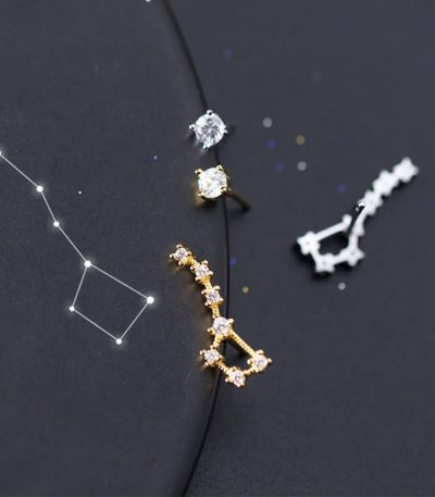 Hochwertiges Schmuck-Set mit Sternbild-Motiv und funkelnden Steinen.