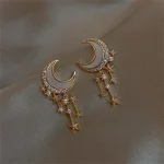 Elegante Mond-Ohrringe mit Sternen und funkelnden Kristallen, perfekt für Schmuckliebhaber und Sternenfans. Hochwertiges Design, das den nächtlichen Himmel widerspiegelt.