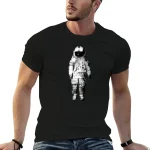 Schwarzes T-Shirt mit Astronauten-Design, ideal für Science-Fiction- und Weltraumfans. Hochwertiger Druck eines Astronauten in Raumanzug auf schwarzem Stoff.