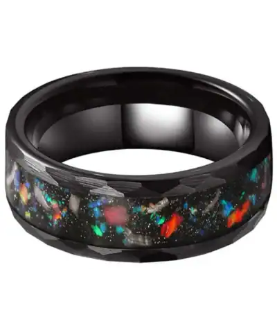 Schwarzes Gummiband mit buntem, galaktischem Sternenstaub-Design, ideal für Science-Gadgets und Dekorationen.