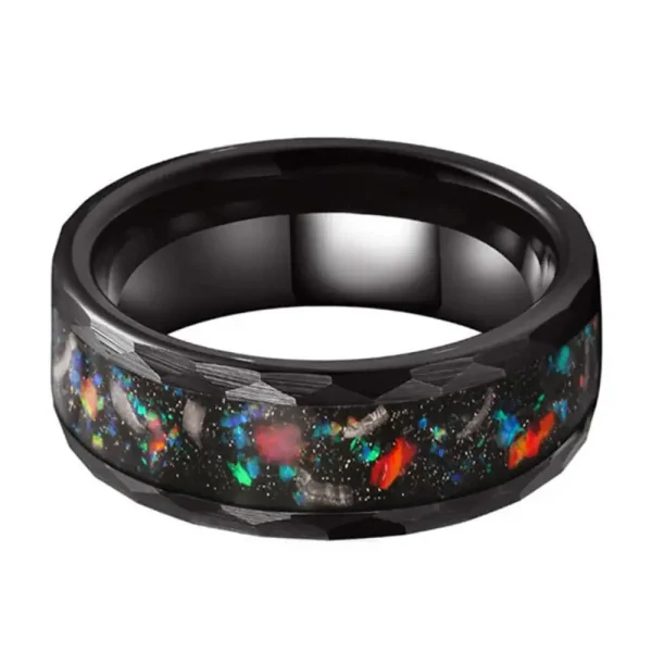 Schwarzes Gummiband mit buntem, galaktischem Sternenstaub-Design, ideal für Science-Gadgets und Dekorationen.