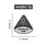 Detailliertes Medaillon mit Apollo 1969 Logo, 1,1 Zoll groß, wiegt 7g, ideal für Weltraum- und Raumfahrt-Enthusiasten, perfekt als Sammlerstück oder Dekoration.