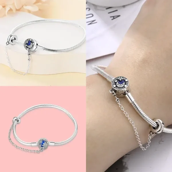 Elegante Silberschmuck-Halskette mit Mond- und Sternmotiv, perfekt für Schmuckliebhaber und als Geschenk. Hochwertiges Design, langlebig und stilvoll.
