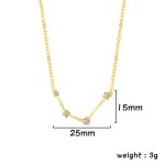 Elegante goldene Schmuckkette mit vier Diamanten, Maße 25mm x 15mm, Gewicht 3g, perfekt für Wissenschafts- und Dekorationsliebhaber.