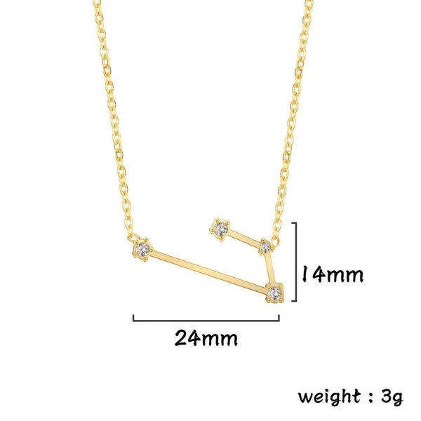 Elegante goldene Halskette mit Sternen- und Linienmotiv, verziert mit kleinen Diamanten, Maße: 24mm x 14mm, Gewicht: 3g, ideal für Schmuckliebhaber und wissenschaftliche Dekorationen.