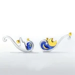 Elegantes Schmuckset mit Stern- und Mondmotiven in Silber, Blau und Gold, inspiriert von nächtlichem Himmel, perfekt für Science- und Dekorationsliebhaber.