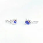 Elegante wissenschaftliche Ohrringe im Wellen-Design mit blauer und roter Farbgestaltung, ideal für Liebhaber von Wissenschafts- und Dekorationsartikeln.