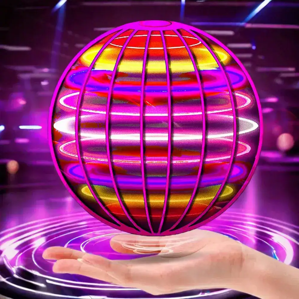 Futurierender holographischer Globus mit leuchtenden Neonlinien, schwebend über einer Hand, in einer futuristischen Umgebung.