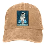 Beiger Baseballcap mit Astronauten-Design, ideal für Science-Fans und Astronomie-Enthusiasten.