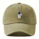 Bequemer Khaki-Cap mit niedlichem Astronauten-Design, ideal für Science-Fans und Trendsetter, perfekt für den Alltag oder als Geschenk.