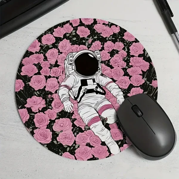 Raumfahrer-Illustration auf Rosen-Hintergrund, dekoratives Science-Gadget mit Astronauten-Motiv, ideal für Wissenschafts- und Dekorationszwecke, kreative Raumfahrt-Deko.