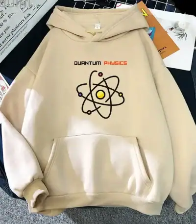 Hoodie mit Atommodell-Print, ideal für Wissenschafts- und Physikliebhaber. Komfortabel und stylisch, perfekt für den Alltag oder das Studium.