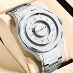 Hochwertige silberne Armbanduhr mit modernem, minimalistischen Design, perfekt für elegante Anlässe und den Alltag.