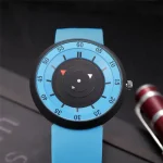 Modernes Wissenschafts-Uhr mit blauer Silikonarmband und einzigartigem Zifferblattdesign, ideal für Technik- und Wissenschaftsbegeisterte.