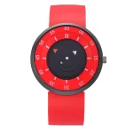 Hochwertige Uhr mit einzigartigem Sternen-Design, rotem Silikonarmband und schwarzem Zifferblatt, ideal für Wissenschafts- und Dekorationsliebhaber.