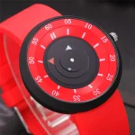 Roter wissenschaftlicher Timer mit drehbarem Zifferblatt, ideal für Experimente und wissenschaftliche Präsentationen, zeigt präzise Zeitmessung in einem modernen Design.