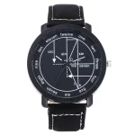 Wissenschaftliche Uhr mit mathematischen und trigonometrischen Formeln, schwarzes Zifferblatt, schwarzes Lederarmband, ideal für Wissenschafts- und Technikliebhaber.