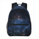 Rucksack mit Weltraum-Design, Sternen und Galaxien, ideal für Astronomie- und Wissenschaftsbegeisterte, perfekt für Schule oder Freizeit.