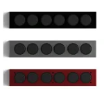 Moderner Schreibtisch-Organizer mit sechs runden Fächern in Schwarz, Grau und Rot, ideal für Ordnung und Dekoration im Büro oder Arbeitszimmer.