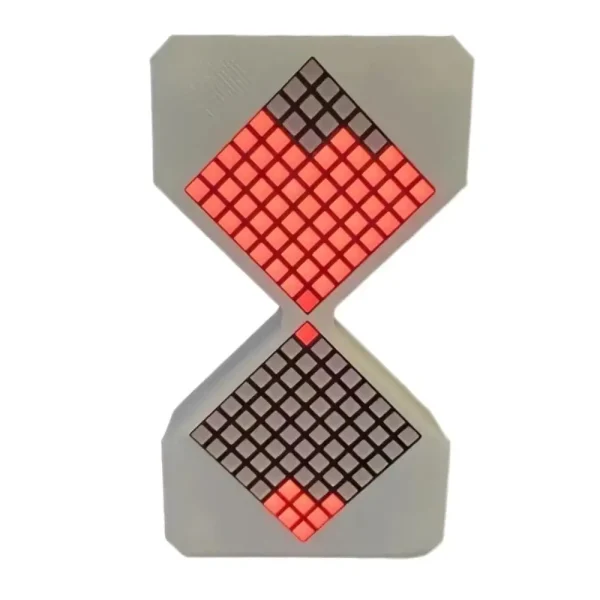 Moderne Sanduhr mit leuchtenden Pixeln, ideal als wissenschaftliche Dekoration oder Gadget für Technikliebhaber.
