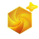 Geometrische Silikondekoration in Goldfarbe mit spiralförmigem Design, ideal für wissenschaftliche Dekorationen und Sammlerstücke.