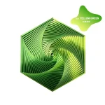 Hochwertiges, spiralförmiges Kunstobjekt in Gelbgrün, inspiriert von wissenschaftlichen Mustern, ideal für Dekoration und wissenschaftliche Sammlungen.