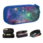 Bunte Sternenraum-Schultasche mit Galaxie-Design, ideal für Schüler und Astronomie-Enthusiasten, mit Platz für Stifte, Bücher und Schulmaterial.