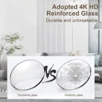 Vergleich zwischen gehärtetem 4K HD Sicherheitsglas und gewöhnlichem Glas, zeigt die erhöhte Haltbarkeit und Bruchfestigkeit des Sicherheitsglases.