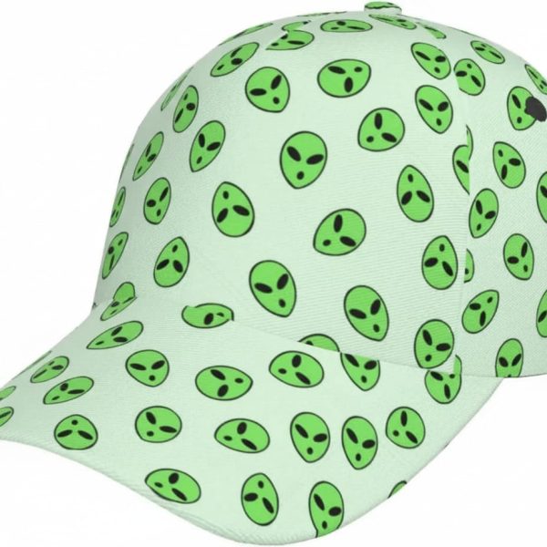 Alien-Muster Baseball Cap mit grünem Alien-Design, ideal für Science-Fiction-Fans und futuristische Mode. Perfekt für Alltag und Cosplay, bietet Komfort und einzigartigen Stil.