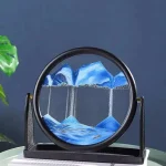 Dekoratives wissenschaftliches Kunstobjekt mit Wasser- und Bergmotiven im Kreisrahmen, ideal für moderne Raumgestaltung und wissenschaftliche Dekorationen.
