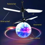 Wissenschaftliches Modell mit Rotoren, fliegender Kugel und Balance-Bar, zeigt physikalische Prinzipien der Aerodynamik und Rotation.