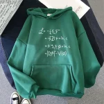 Grüner Hoodie mit weißer physikalischer Formel, bequemes Design, ideal für Wissenschafts- und Physikliebhaber, modisches Statement für den Alltag.