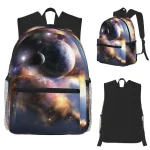 Rucksack mit Weltraum-Design, zeigt Planeten und Galaxien, ideal für Science-Fans und Schüler, langlebig und stylisch.