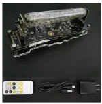 Elektronisches Experimentierboard mit LED-Leuchtanzeige, Kabel und Netzadapter, ideal für wissenschaftliche Bildungsprojekte und technische Experimente.