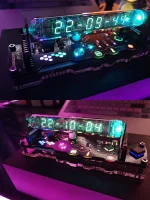 Hochwertiges wissenschaftliches Gadget mit digitaler Uhr, leuchtenden LEDs und elektronischen Bauteilen, ideal für Dekoration und technische Experimente.