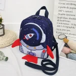 Kinderrucksack mit Weltraum-Design, Raketen und Planeten, ideal für Kinder, aus strapazierfähigem Material, perfekt für Schule und Freizeit.