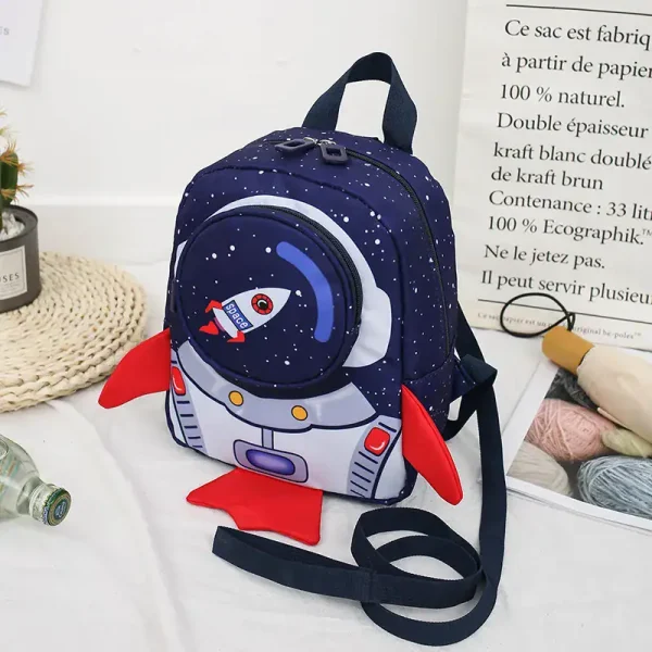 Kinderrucksack mit Weltraum-Design, Raketen und Planeten, ideal für Kinder, aus strapazierfähigem Material, perfekt für Schule und Freizeit.