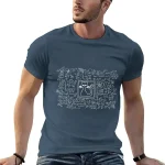 Modernes T-Shirt mit wissenschaftlichem Design, Katze und mathematischen Formeln, ideal für Wissenschafts- und Technikliebhaber.