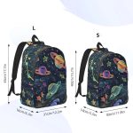 Rucksack mit Weltraummotiv, Planeten und Sternen, ideal für Science-Fans, mit verstellbaren Trägern und großem Stauraum.